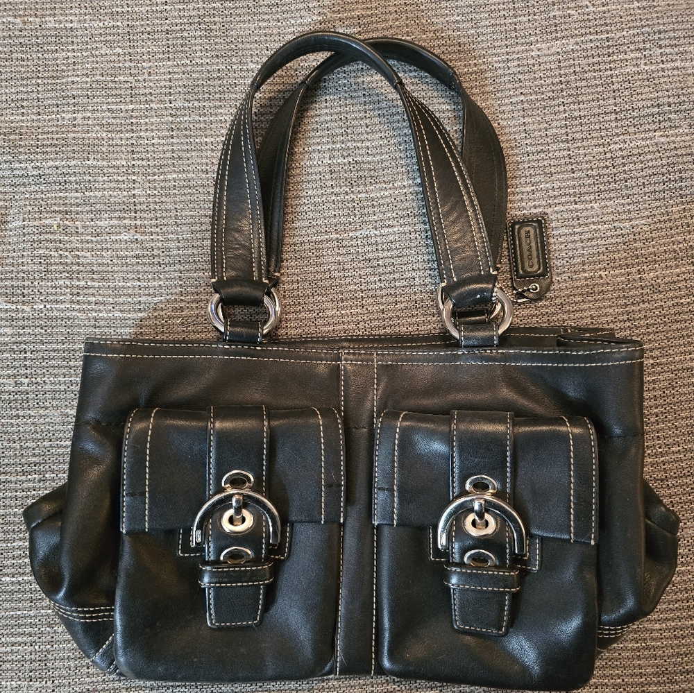 Black leather Coach handbag
